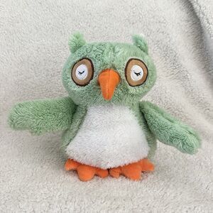 Silver One Owl Bird Plush 12” Mint Green White Soft Stuffed Animal sewn eyes